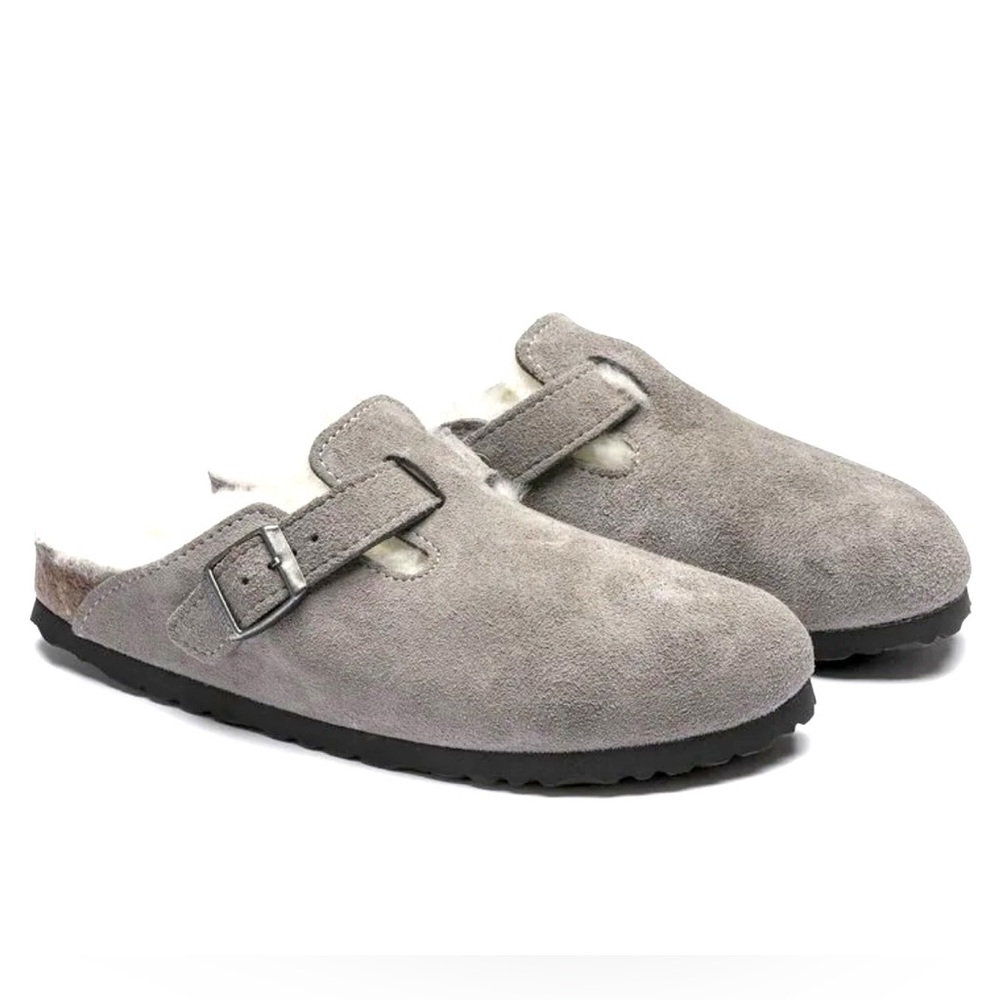 Boston Shearling Suede LeatherBirkenstock Slip-On Loafers w/ Contoured Footbed